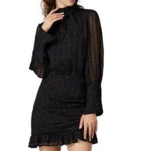 Stevie May Always Ready Black High Neck Mini Dress Ruched Ruffle Skirt